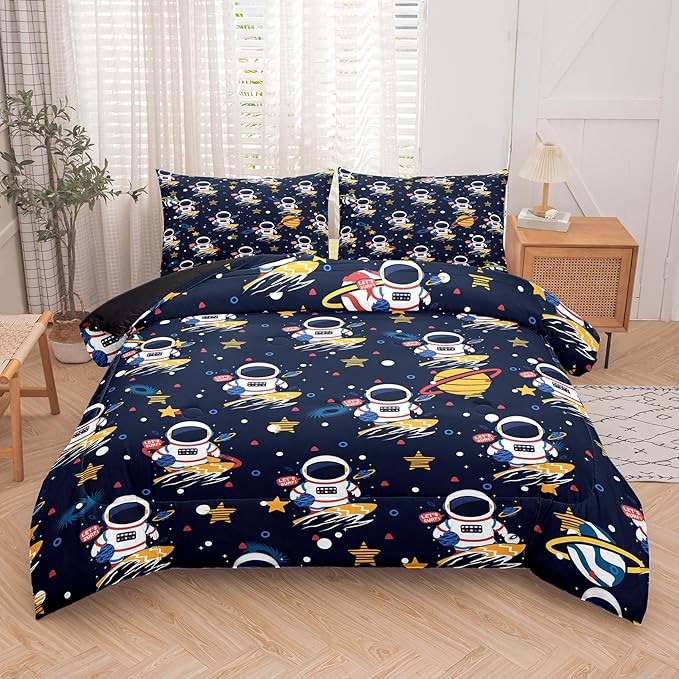 Tailor Shop Space Boys Comforter Sets King Size,Space Bedding Sets for Boys Kids Galaxy Comforter Teens with 1 Pillowcase……