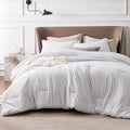 Bedsure King Size Comforter Set - Grayish White King Comforter Set, Soft Bedding for All Seasons, Cationic Dyed Bedding Set, 3 Pieces, 1 Comforter (104"x90") and 2 Pillow Shams (20"x36"+2")