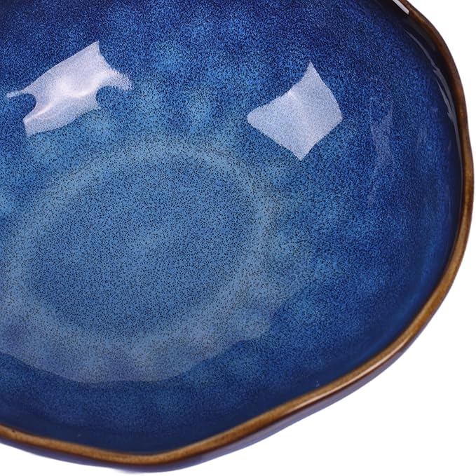 8" Blue Ceramic Decorative Bowl, Ceramic Fruit Bowl, Key Bowl for Entryway Table, Candy Dishes, Fruit Bowl for Kitchen Counter, Blue Small Jewelry Trinket Dish for Bedroom, Bedside Table, Living Room