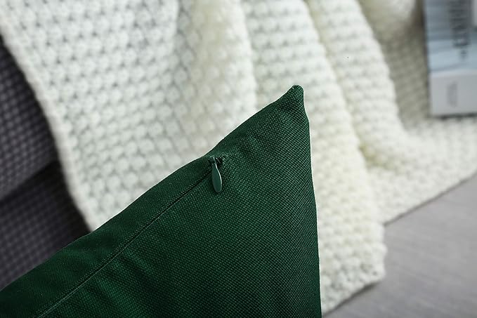TangDepot Handmade Decorative Solid 100% Cotton Canvas Throw Pillow Covers/Pillow Shams, (12"x18", Deep Green)
