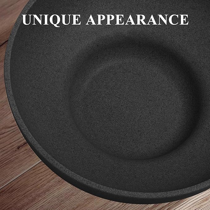 Large Decorative Resin Bowl, Modern Handicraft Bowls for Home Decor, Decorative Fruit Bowl for Kitchen Counter, Stylish Key Bowl for Entry Table, Artificial Stone Black