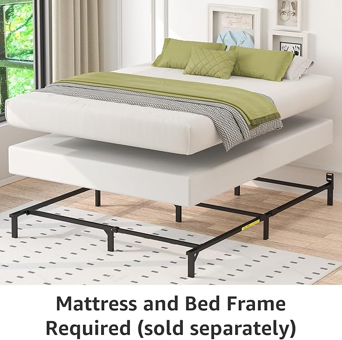 Amazon Basics Smart Box Spring Bed Base, 7-Inch Height Mattress Foundation, Tool-Free Easy Assembly, Queen, 79"L x 59.5"W x 7"H, White