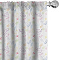 Ambesonne Cartoon Curtains, Drawing Style Elephants Teddy Bears Flowers Butterflies Bees Pattern, Window Treatments 2 Panel Set for Living Room Bedroom, Pair of - 28" x 84", Blue White