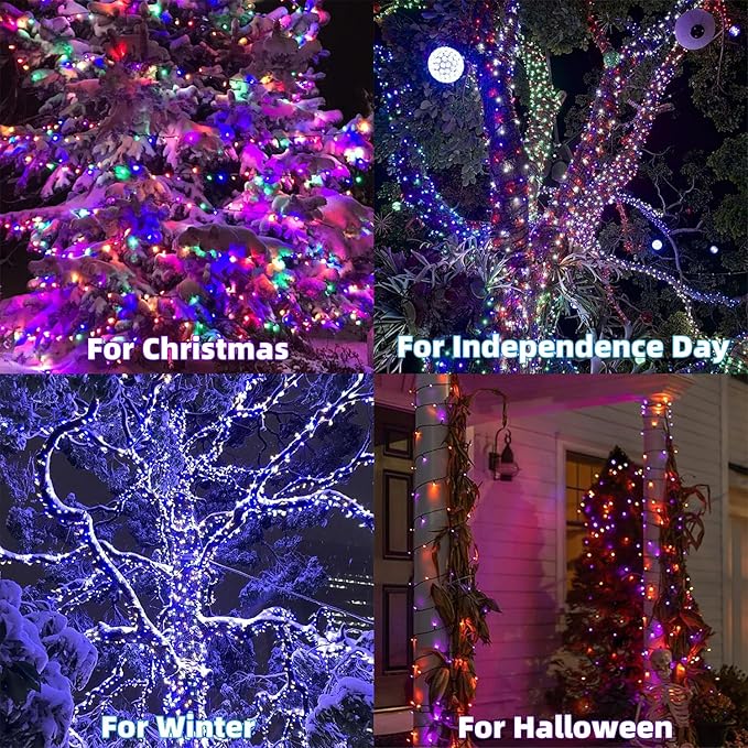 LJLNION 98.5ft Christmas Lights Color Changing with Remote, 300 LED RGB Fairy String Lights Halloween Decorative Lights, 8 Lighting Modes & Timer, Plug in Indoor Outdoor Xmas Wedding Party Decor