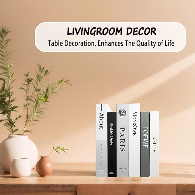 EFH 6 Pcs Faux Fashion Books for Home Decoration - Modern Aesthetic Living Room, Entryway, Coffee Table, and Shelf Decor (No.3 Set)