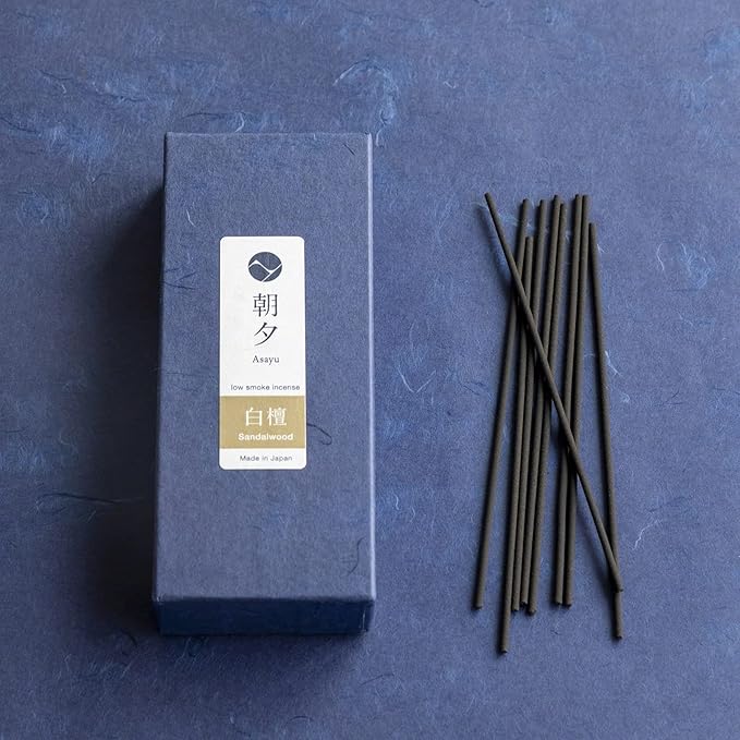 Natural Sandalwood Incense Sticks, Low Smoke, 40g by Asayu Japan