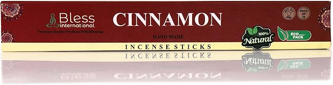 Bless-Cinnamon 100%-Natural-Handmade-Hand-Dipped-Incense-Sticks Organic-Chemicals-Charcoal-Free Purification-Relaxation-Positivity-Yoga-Meditation Best-Woods-Scent (25 Sticks (1.4 OZ))