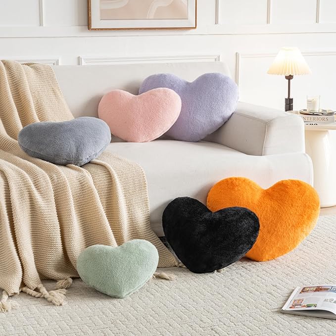 Xiashrk Heart Pillow, Heart Shaped Pillow for Bed Couch, Soft Decorative Heart Throw Pillow, Cute Decorate Pillows, Heart Pillows for Bedroom Living Room (Pink, Medium 15.7"x11.8")