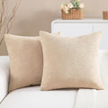 2 Packs Decorative Neutral Camel Textured Chenille Throw Pillow Covers 20x20 Inch Solid Farmhouse Boucle Couch Pillows, Modern Soft Velvet Pillowcase Cushion Covers for Living Room Home Decor
