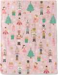 Christmas Decorative Blanket, Nutcracker Fairy and Tree Print Throw Decoration, Soft Flannel Winter Blankets for Couch Bed Sofa, Holiday Home Decor, Xmas Festival Gifts Pink 40x50 Inch