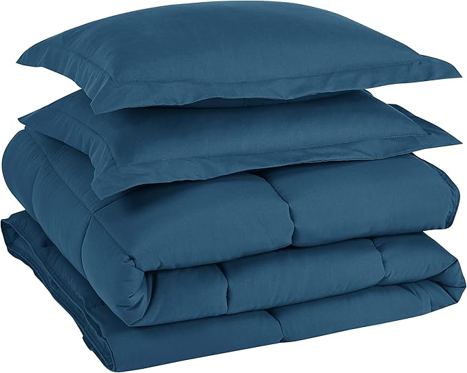 Chezmoi Collection 3-Piece All Season Queen Comforter Set Teal, Soft Quilted Down Alernative Duvet Insert with Corner Tabs, Lightweight Microfiber Bedding, 88 x 88 Inches