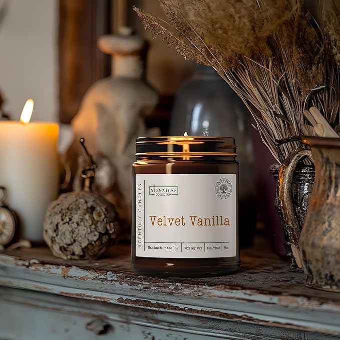 Velvet Vanilla Scented Candle, Many Scents to Choose from, All Natural Non-Toxic Soy Wax, Handmade in The USA (Velvet Vanilla)