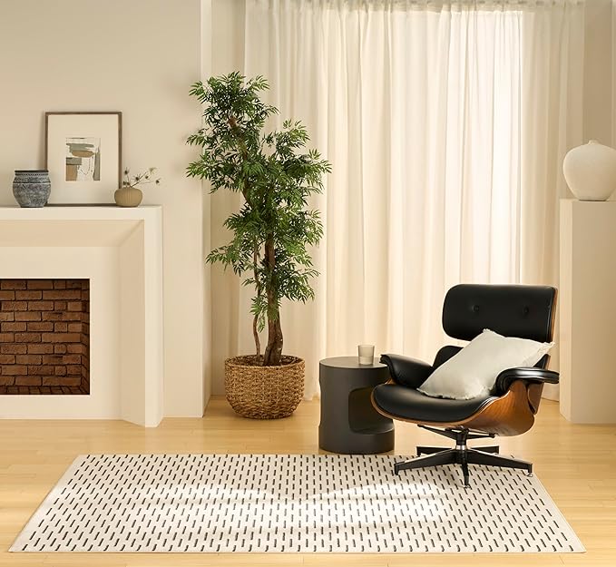 Nourison Home Nordic Ivory Black 5' x 7' Area Rug - Easy Clean, Non Shedding, Bed Room, Living Room, Dining Room, Kitchen (5' x 7')