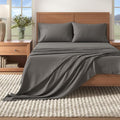 Flannel Sheet Set Full Size - Heathered Cotton Blend, Double-Brushed, Winter Bed Sheets - Ultra-Soft, Cozy, 4-Piece Rustic Bedding Set (Heathered Dark Grey)