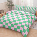 Tailor Shop Green Pink Plaid Comforter Sets King Women Men Green Checkerboard Grid Bedding Boys Girls Modern Grass Checkered Geometric Quilts Aesthetic Room Decor with 2 Pillowcases…