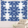 Batmerry Blue Art Flower Tapestry, Blue White Ceramic Glaze Tie Dye Wall Art Hanging Decoration Polyester Fiber White Ruffled Around for Dorm Room Bedroom Living Room, 59.1x82.7 inches