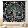 Life Tree Curtains, Hippie Sun Moon Trippy Tree of Life Bohemian Mandala Aesthetci Mystic Witchy Blackout Window Drapery Treatments for Bedroom Living Room Bathroom Decor, 63"x63" Inch