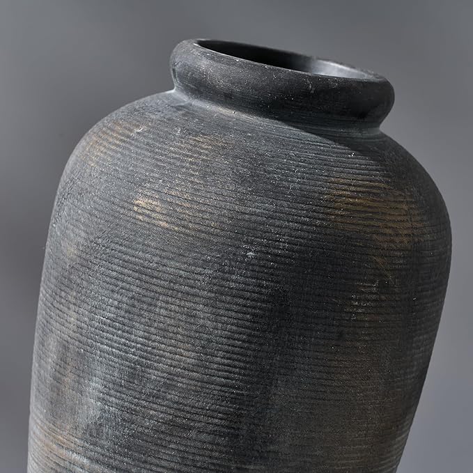 Large Ceramic Rustic Vase, 11 inch Minimalist Decorative Farmhouse Tall Vase for Home Decor, Living Room, Shelf Decor, Enterway, Wedding, Table Decoration, Bronze