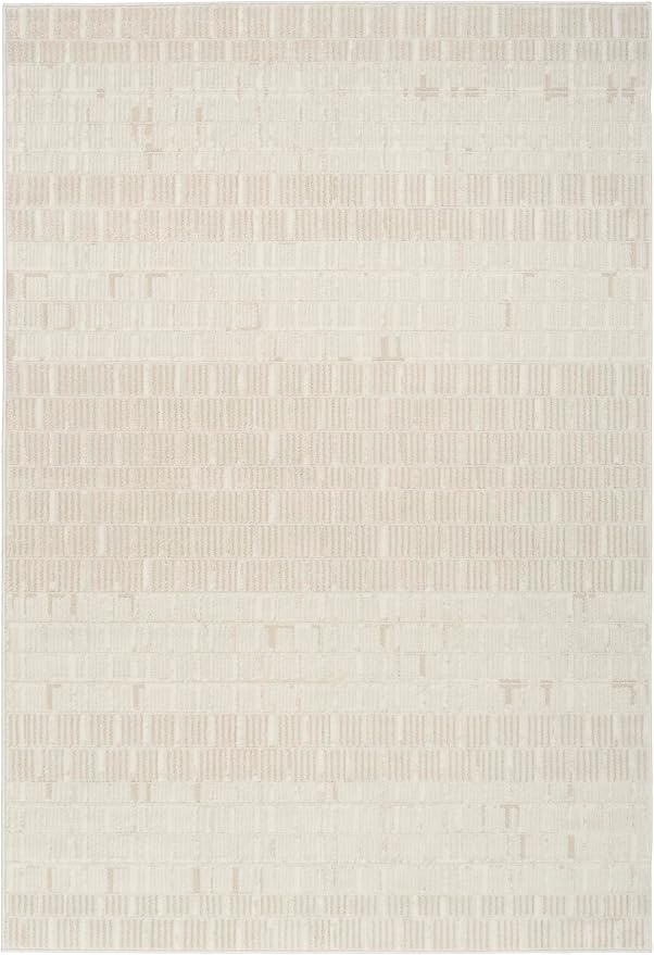 Nourison Nordic Ivory 5' x 7' Scandinavian Area Rug - Easy Clean, Non Shedding, Bed Room, Living Room, Dining Room, Kitchen (5' x 7')