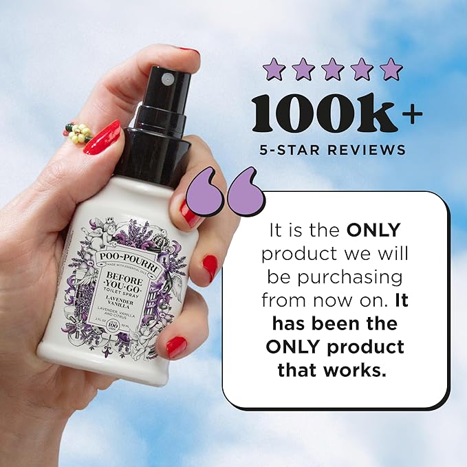 Poo-Pourri Before-You-Go, Toilet Spray, Lavender Vanilla, Up to 200 Uses, Bathroom Odor Deodorizer Plant-Based with Essential Oils, for Home or Work, Citrus Scent, 4 Fl Oz