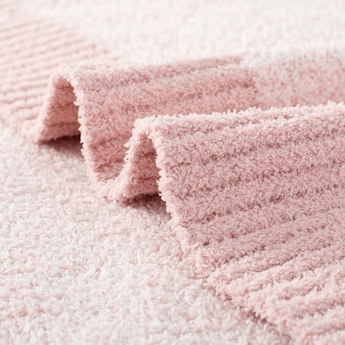 Carriediosa Heather Throw Blanket 50" X 60", 400GSM Ultra Soft Microfiber Fuzzy Fluffy Reversible Knitted Blankets Cozy Plush Lightweight and Warm Fall Throws for Couch, Bed, Sofa, Dusty Pink