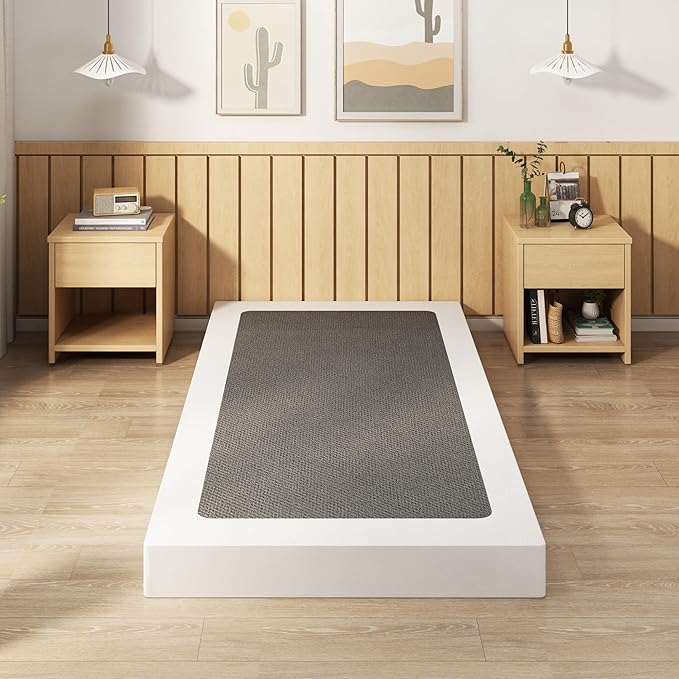 EMODA 5 Inch Twin Box Spring Bed Base, 1500 LBS Heavy Duty Metal Mattress Foundation with Fabric Cover, Easy Assembly