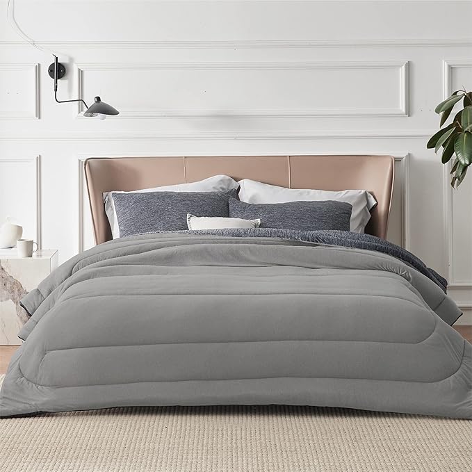 Bedsure Full Comforter Set - Cooling and Warm Bed Set, Dark Grey Reversible Bedding for All Season, 3 Pieces, 1 Full Size Comforter (82"x88") and 2 Pillow Cases (20"x26")