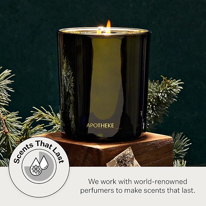 Apotheke 3-Wick Scented Candles for Home, Juniper Birch - 10.5 oz Seasonal Soy Wax Jar Candle - Long-Lasting Fall Scented Fragrance with Perfume-Grade Essential Oils