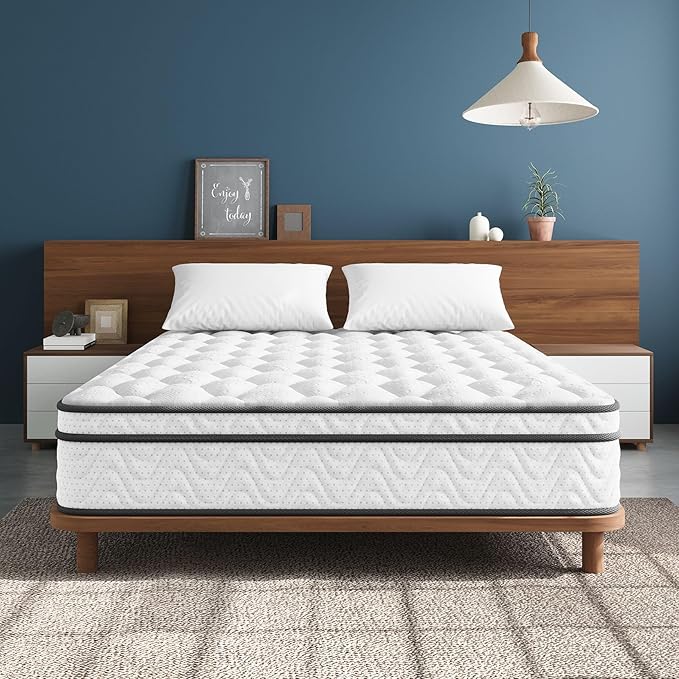 Vesgantti Twin Mattress 10 Inch, Fiberglass-Free | Cool Sleep Hybrid Single Mattress in a Box - Memory Foam & Pocket Springs, Ergonomic Design, Pressure Relief, Medium Firm Feel, 39"*75"*10"