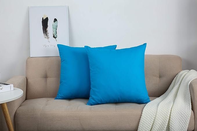 TangDepot Handmade Decorative Solid 100% Cotton Canvas Throw Pillow Covers/Pillow Shams, (26" x26" , Pacific Blue, 1 Count (Pack of 1))