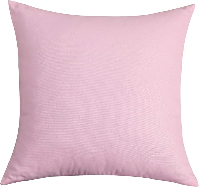 TangDepot Handmade Decorative Solid 100% Cotton Canvas Throw Pillow Covers/Pillow Shams, (14"x14", Salmon Pink)