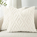 decorUhome Christmas Couch Throw Pillow Covers 18x18 Set of 2, Decorative Soft Plush Faux Wool Neutral Accent Pillow Covers for Bed Sofa Living Room, Cream White