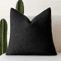 Foindtower Decorative Textured Boucle Throw Pillow Covers Accent Solid Pillow Cases Neutral Soft Cozy Couch Cushion Case for Chair Sofa Bedroom Living Room Home Decor 26 x 26 Inch,Black