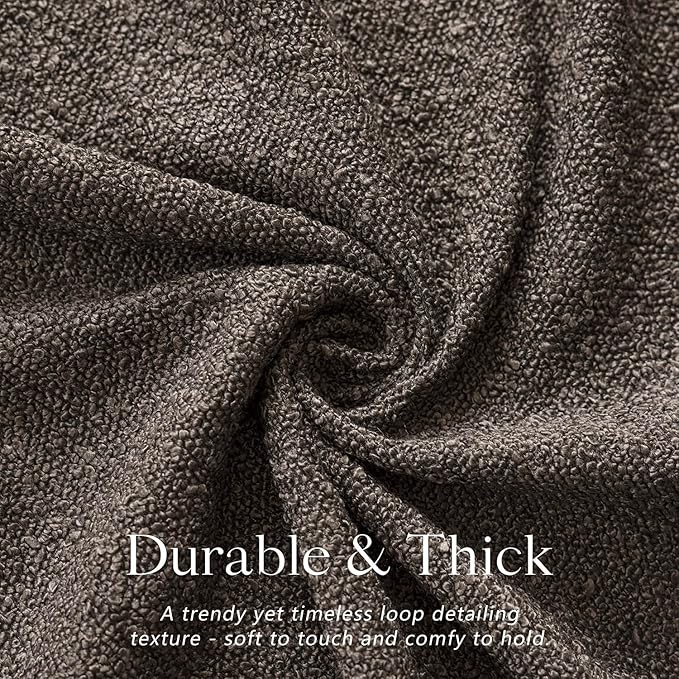 Foindtower Textured Boucle Throw Pillow Covers Accent Solid Pillow Cases Cozy Soft Decorative Couch Cushion Case for Chair Sofa Bedroom Living Room Home Decor, 18 x 18 Inch,Dark Brown