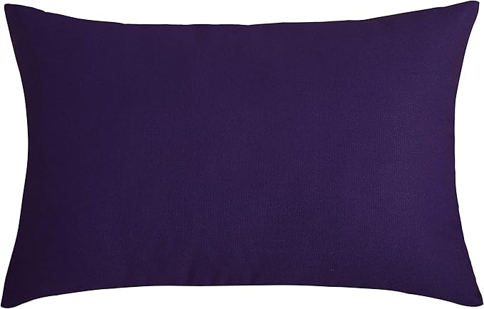 TangDepot Handmade Decorative Solid 100% Cotton Canvas Throw Pillow Covers/Pillow Shams, (12"x20", Purple)