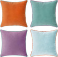 MONDAY MOOSE Decorative Throw Pillow Covers Cushion Cases, Set of 4 Soft Velvet Modern Double-Sided Designs, Mix and Match for Home Decor, Pillow Inserts Not Included (22x22 inch, Purple/Teal)