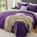 BEDELITE King Size Comforter Set 7 Pieces Bed in A Bag - Soft Microfiber Reversible Purple Bed Set with Comforters, Sheets, Pillowcases & Shams, Cozy Luxury Bedding Sets for All Season