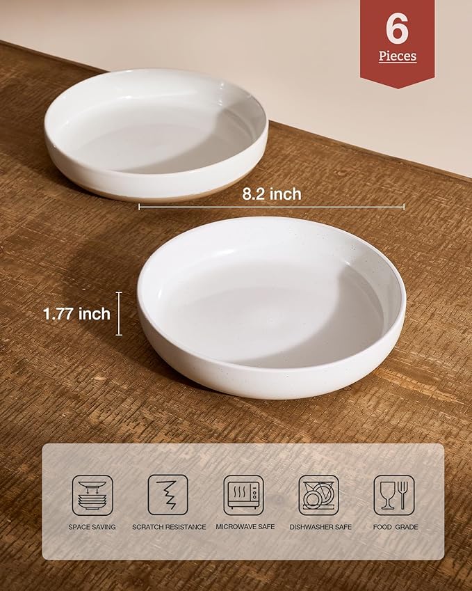 famiware Milkyway 33 oz Bowl Set, Pasta Bowls Set of 6, Salad Bowls Perfect for Your Friend for Housewarming, Thanksgiving, Christmas, White