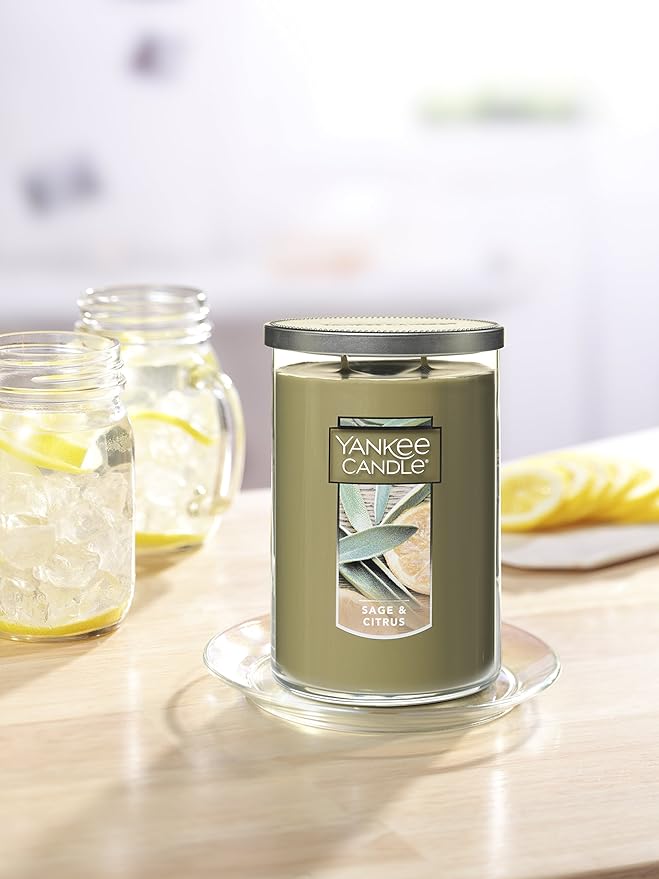 Yankee Candle Sage & Citrus Scented, Classic 22oz Large Tumbler 2-Wick Candle, Over 75 Hours of Burn Time (Pack of 2)
