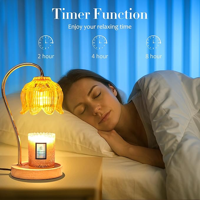 Dimmable Flower Candle Warmer Lamp with Timer - Compatible with Various Candles - Christmas & Mother's Day Gift for Women，Vintage Bedroom Home Decor