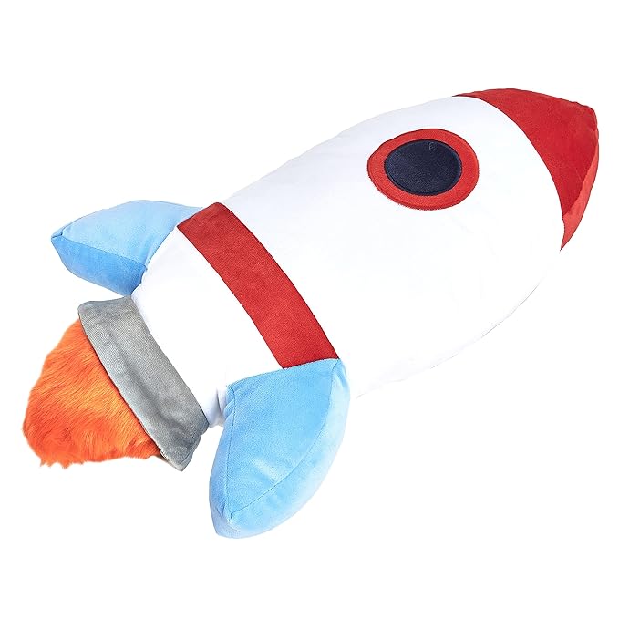 Amazon Basics Kids Room Décor, Space Rockets Decorative Pillow - Spaceship, Polyester, Assorted, 16.5" x 4"