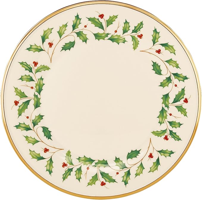 Lenox 897080 Holiday Dinnerware Dinner Plates, Set of 4, Red & Green, Christmas, Hosting