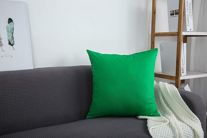 TangDepot Handmade Decorative Solid 100% Cotton Canvas Throw Pillow Covers/Pillow Shams, (26"x26", Bright Green)