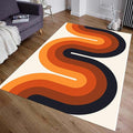 Scandinavian Style Rugs, 4x5 Retro Mid Century Orange Rugs,Boho Rug, Modern Pet Friendly Rug, Washable Non-Slip Rubberback Rug, Non-Shedding Low-Pile Bedroom Office Floor Carpet