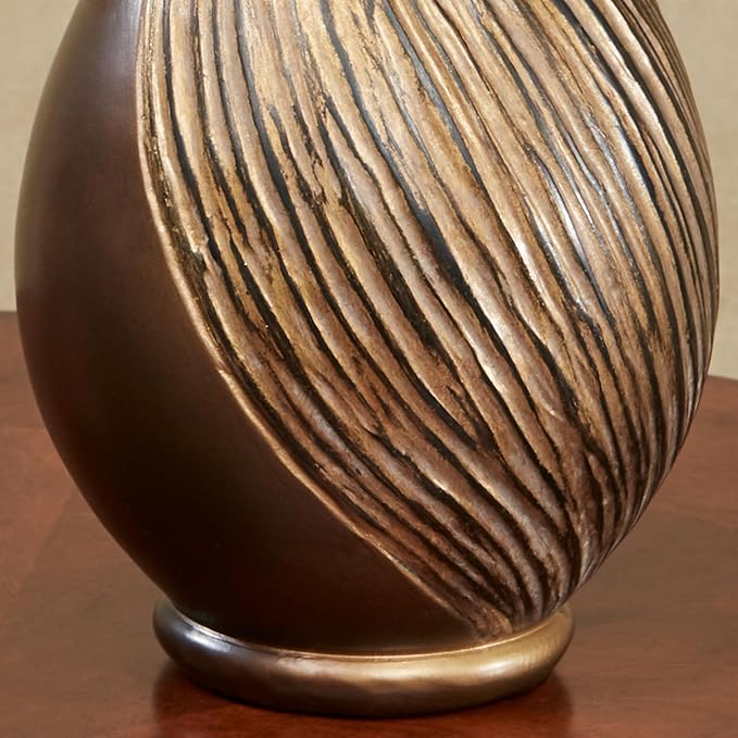 Textured Swirl Golden Bronze Decorative Modern Table Vases Set of 2