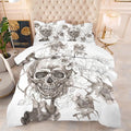 Tailor Shop Skull Comforter Set Queen Size, Gothic Fog Smoke Skull Skeleton Comforter Sets,Halloween Bedding Set, Grey Bedding Comforters for Young Man Boy Teens, with 1 Comforter 2 Pillowcases…
