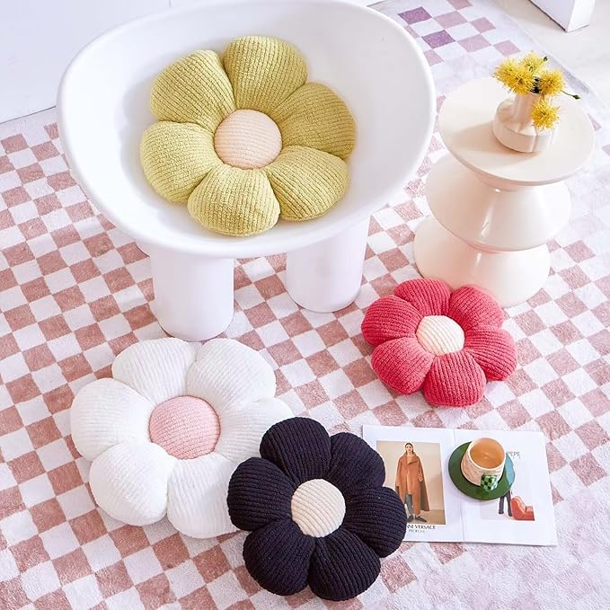 Flower Pillow, Peach Pink Flower Decorative Throw Pillows for Bed Couch, Cute Flower Shaped Plush Aesthetic Pillow, Soft 19.6" Daisy Pillow Floor Pillow Seat Cushion