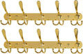 Dseap Coat Rack Wall Mounted - 5 Tri Hooks, Heavy Duty, Stainless Steel, Metal Coat Hook Rail for Coat Hat Towel Purse Robes Mudroom Bathroom Entryway (Gold, 2 Packs)