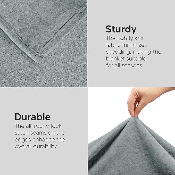 Utopia Bedding Fleece Blanket Full Size Ash Grey 300GSM Luxury Fuzzy Soft Anti-Static Microfiber Bed Blanket (90x84 Inch)