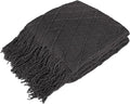 PAVILIA Dark Gray Knit Throw Blanket for Couch, Twin Bed, Soft Knitted Farmhouse Sofa Throw for Living Room, Lightweight Decorative Summer Blanket for Chair, Outdoor Textured Boho Blanket, 60x80